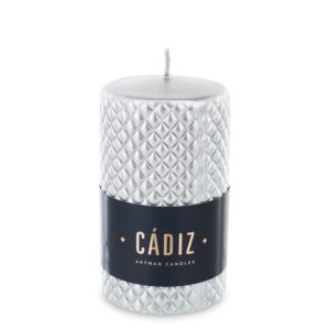 Strieborná sviečka Cadiz malá valcová priemer 7 cm