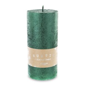 Zelená sviečka Rustikálna metalická veľká valcová priemer 7 cm