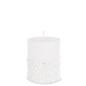 Sviečka valčeková malá diamantová biela biela strieborná