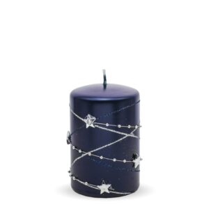 Ozdobná modrá sviečka s hviezdami - Malá