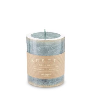 Zelená sviečka Rustikálna Patinovaná Valec Malá priemer 7 cm