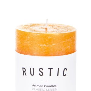 Plná oranžová sviečka K Rustikálny valec Malý priemer 7 cm