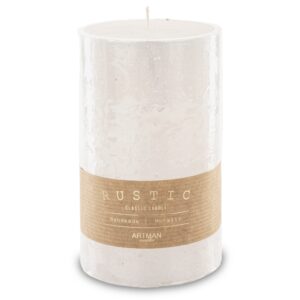 Biela Sviečka Rustikálna Metalická Veľká Valcová priemer 9 cm