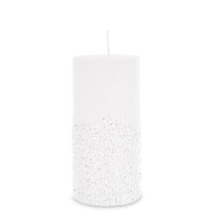 stredná valcová sviečka diamantová biela strieborná