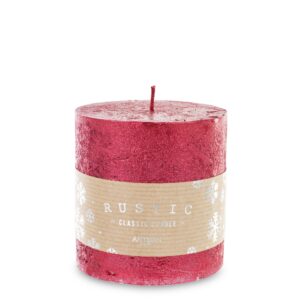 Červená sviečka Rustikálny kovový valec Malý priemer 9 cm