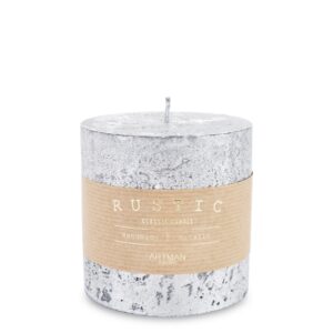 Strieborná sviečka rustikálny kovový valec malá priemer 9 cm