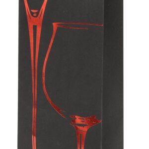 Čierna papierová taška na fľašu s červeným metalickým vzorom