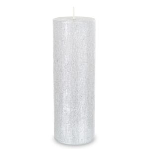 Sviečka Rustikálna Saténová Pillar 70/200 Strieborná