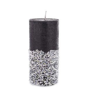 stredná valcová sviečka diamantová čierna strieborná