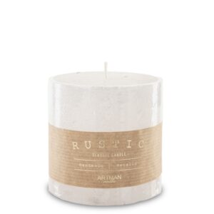 Biela Sviečka Rustikálny Metalický Valec Malý priemer 9 cm