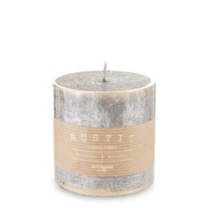 šampanská sviečka rustikálna patinovaná valcová malá priemer 9 cm