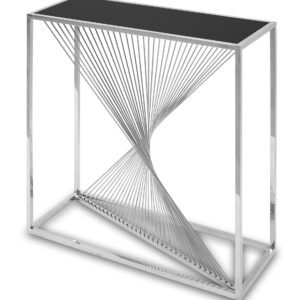 Dizajnový konzolový strieborný stolík