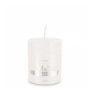 Rustikálna elegantná stĺpová sviečka 60/70 biela