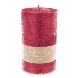Červená sviečka Rustikálny kovový valec Veľký priemer 9 cm