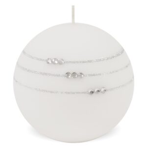 Biela sviečka s ozdobou – Guľa 10