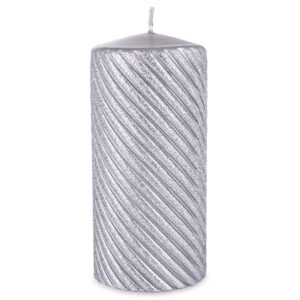 Plná strieborná sviečka Caroline valec veľká priemer 8 cm
