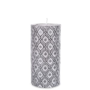 stredná valcová sviečka Monaco strieborná čierna