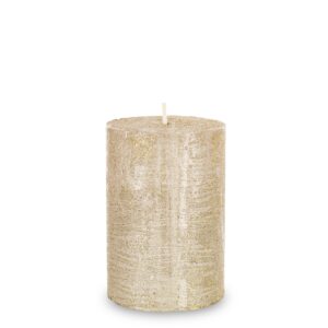 Rustikálna saténová stĺpová sviečka 70/100 zlatá