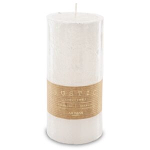 Biela Sviečka Rustikálny Metalický Valec Veľká priemer 7 cm