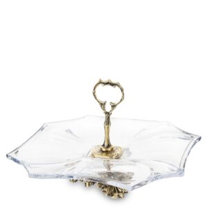 Luxusný dekoratívny etažér Sklo + Mosadz