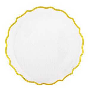Dekoratívna biela podložka pod tanier so zlatým okrajom
