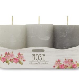 Sada 3 vonných sviečok - Grey Rose