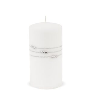 Biela sviečka s ozdobou - Stredná