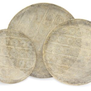 Sada 3 zlaých dekoračných tanierov - kovový dizajn