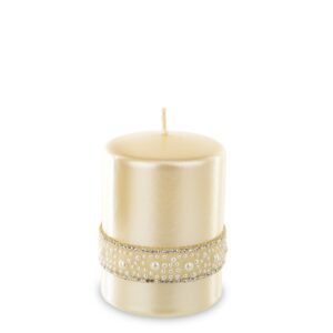 Malý valček na sviečku s krištáľovým opálom a perlou Cream F7