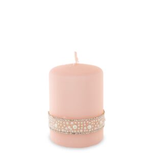 Ružovo-zlatá perleťová krištáľová sviečka W malá priemer 7 cm