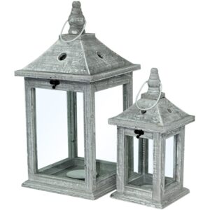 Sada 2 lampášov s dreveným dekórom