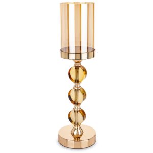 Svietnik sklenený na stopke zlatý