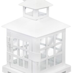 Biely kovový lampáš