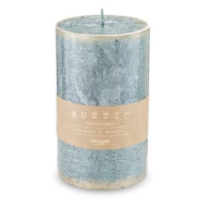 Zelená sviečka Rustikálna Patinovaná Veľká Valcová priemer 9 cm