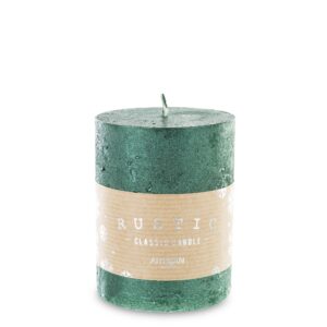 Zelená sviečka Rustikálny kovový valec Malý priemer 7 cm