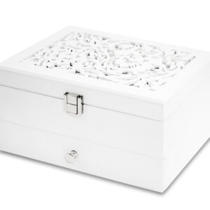 Ozdobná biela šperkovnica