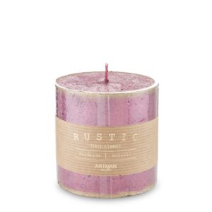 Bordová sviečka rustikálna patinovaná valcová malá priemer 9 cm