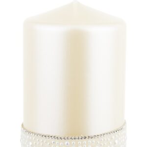 Krémová sviečka, krištáľová opálová perlová valcová stredná priemer 8 cm