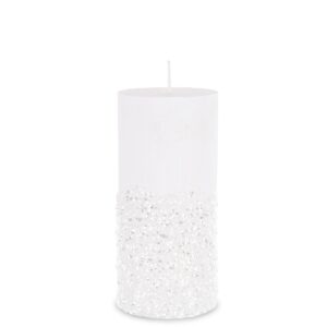 stredná valcová sviečka diamantová biela strieborná