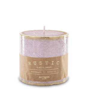 Ružová sviečka Rustikálna patinovaná valcová malá priemer 9 cm