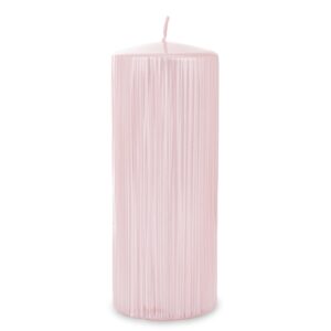 Záhradná sviečka s ružovou ružou, valec, veľká, priemer 7 cm