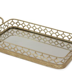 Dekoratívny zlatý podnos so zrkadlom