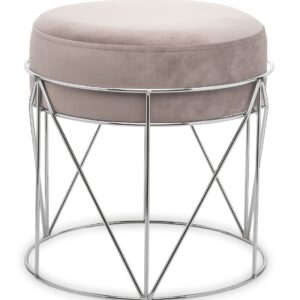 Glamour strieborná taburetka so zamatom