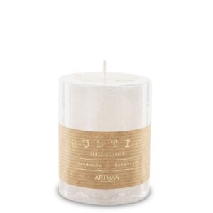 Biela Sviečka Rustikálny Metalický Valec Malý priemer 7 cm