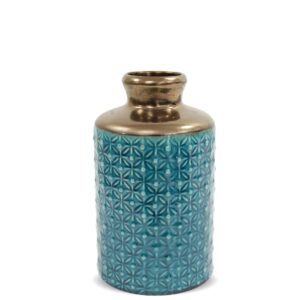 Luxusná váza v orientálnom štýle s úzkym hrdlom- Modrá/Zlatá