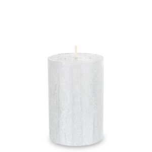 Sviečka Rustikálna Saténová Pillar 70/100 Strieborná