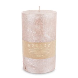 Veľká valcová sviečka Rose Gold Rustic Metallic priemer 9 cm