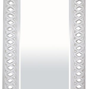 Nástenné zrkadlo s bielym pleteným rámom