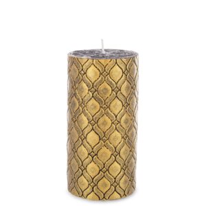 stredná valcová sviečka Monaco zlatá čierna