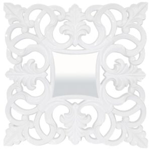Ozdobné nástenné zrkadlo s bielymi ornamentmi